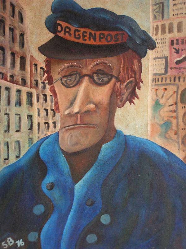 Zeitungsverkäufer, 1976, Öl-Leinen, 37x50.jpg